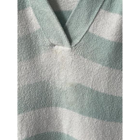 TANYA TAYLOR Maisie V Neck Collared Striped Sweater Drop Shoulder XS Light Blue - Picture 4 of 11
